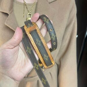 Louis Vuitton Monogram Brown Leather Thin Belt with Natural Vachetta Trim